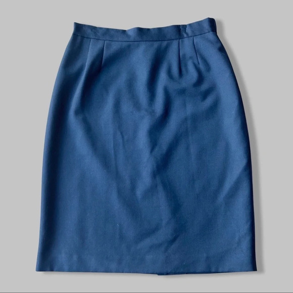 Vintage Bellessa  Pure Wool Navy Pencil Skirt - Picture 1 of 13